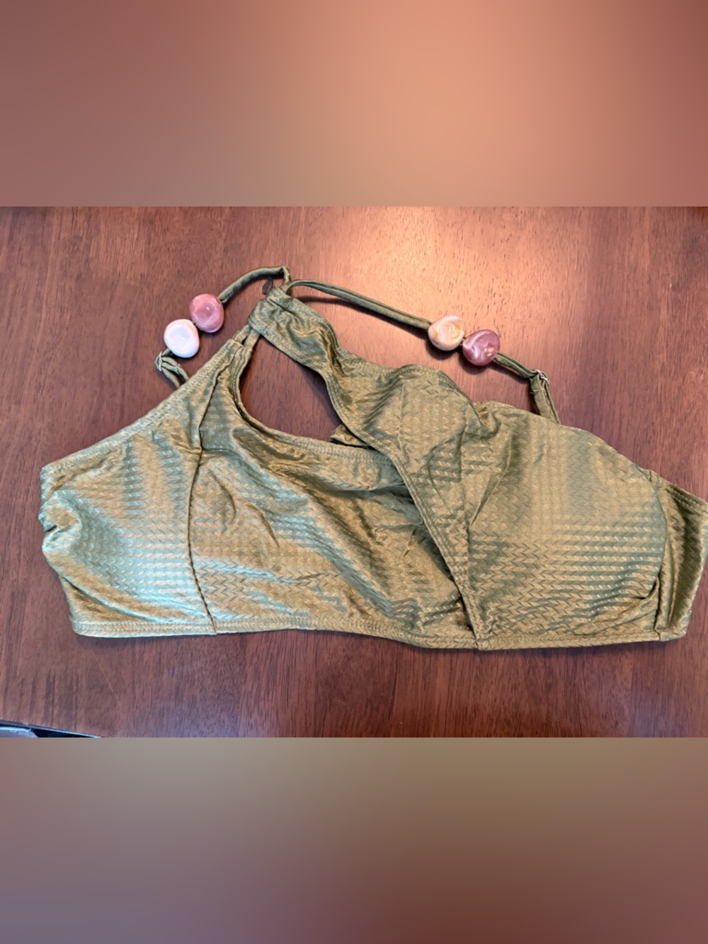 Cupshe Olive Green High-Waist Bikini Bottom, Top and Sarong.